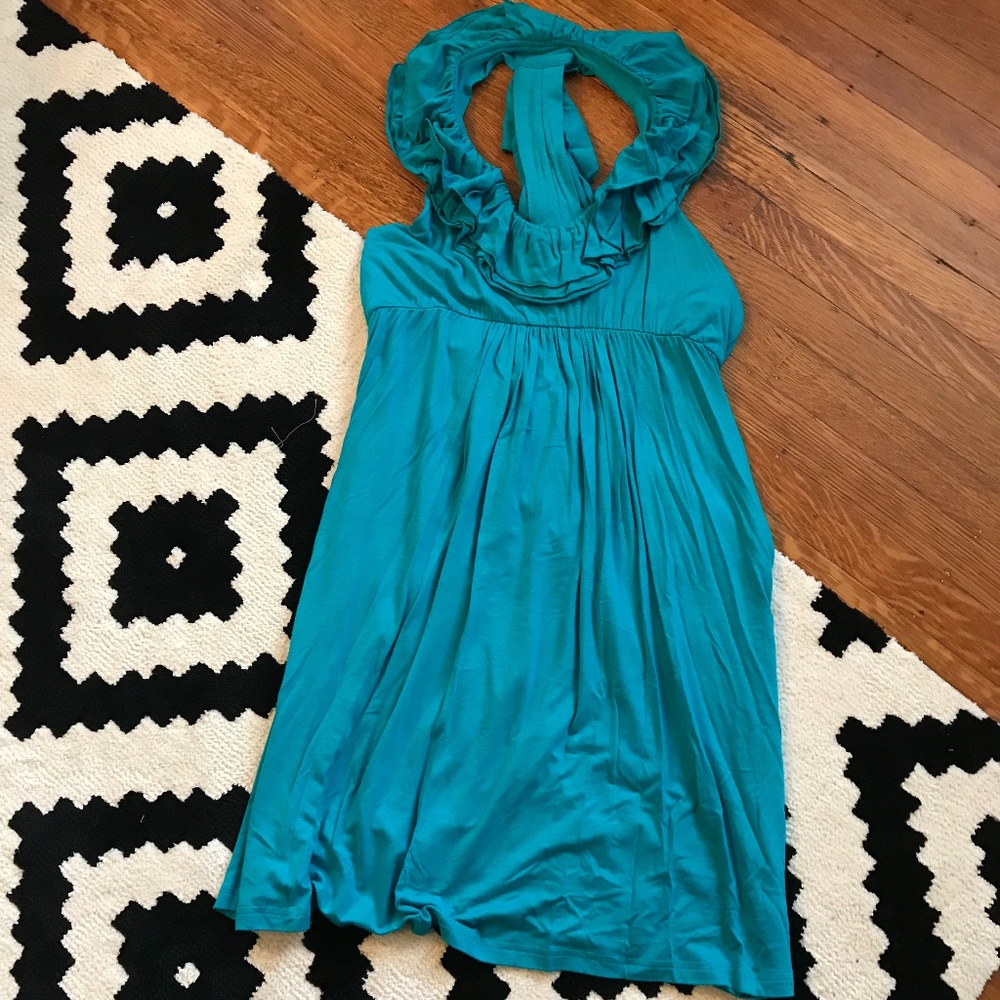 Blue jersey-knit sundress, so flattering! - size M
